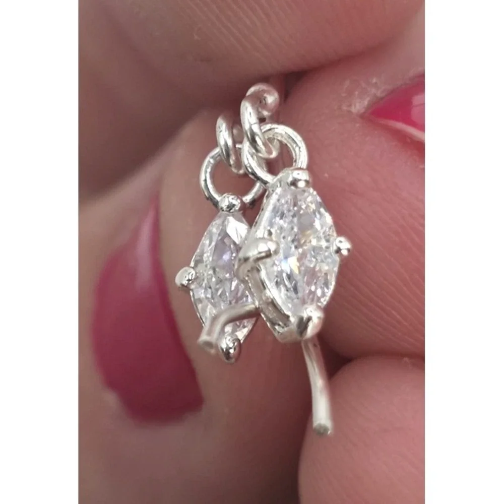 Moissanite Dangle Earrings Sterling Silver Hooks Diamond Shape Dainty 6.2 mm NEW